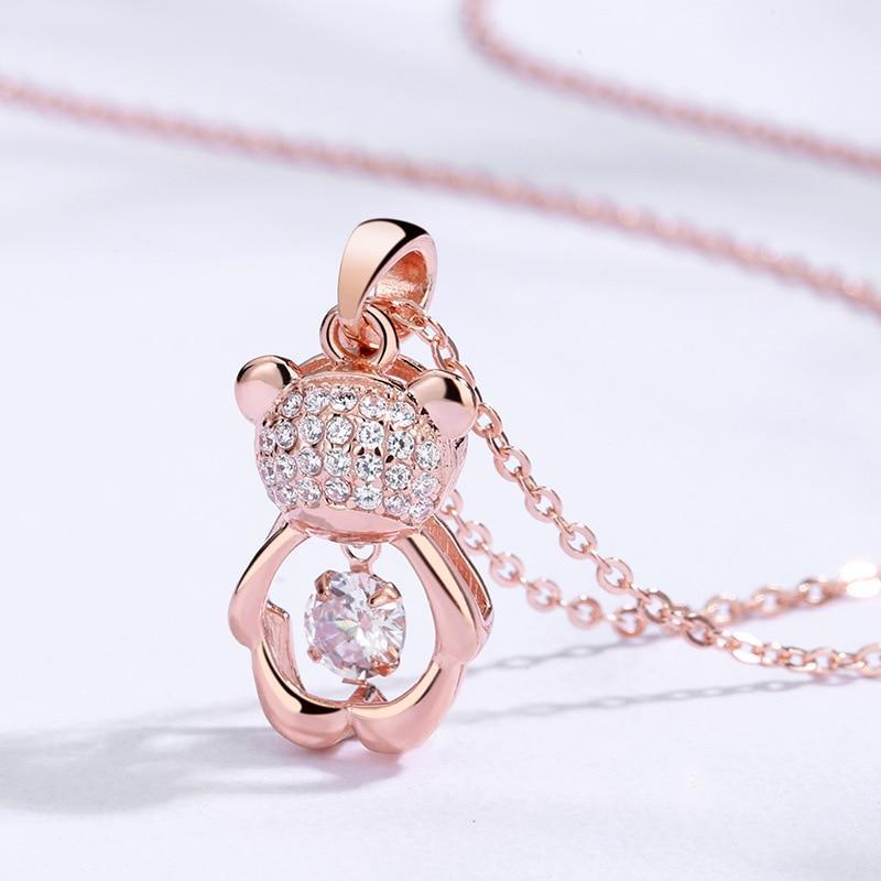 14K Gold Diamond Panda Necklace Rose Gold / 20 inch