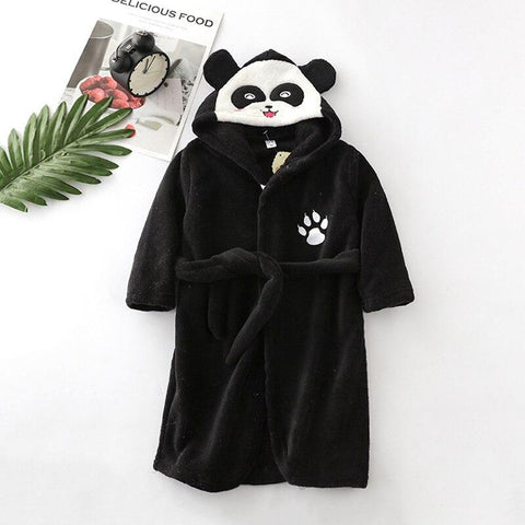 Panda Bathrobe Children Black