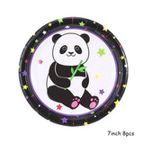 Panda Birthday Decorations Plates Stars