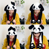 Panda Furry Animal Head Knit Beanie Hat