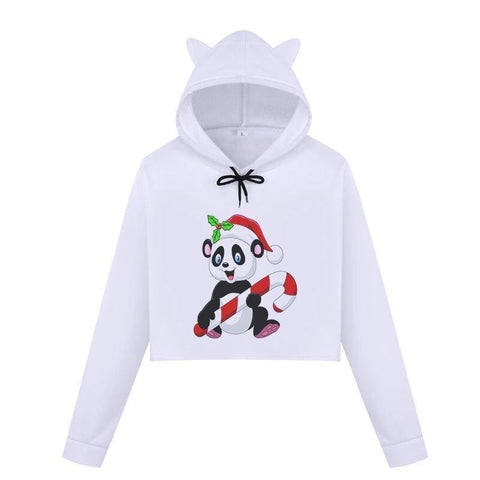 Panda crop 2024 top hoodie