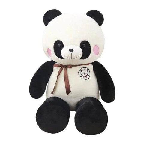 Panda Plush Brown Ribbon