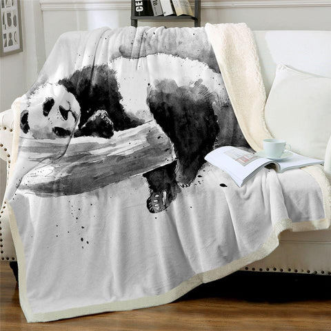 Huahua Panda Animal Blanket Plaid Sherpa Throw Blankets for Easy